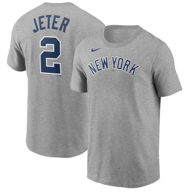 ナイキ メンズ Tシャツ Derek Jeter New York Yankees Nike Name & Number T-Shirt 半袖 Gray
