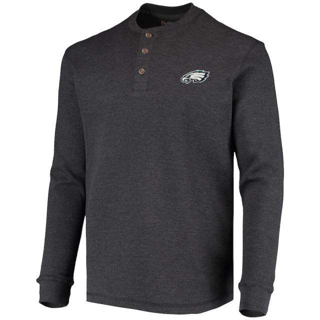 メンズ Tシャツ 長袖 ロンT "Philadelphia Eagles" Maverick Thermal Henley Long Sleeve T-Shirt - Heathered Gray_1