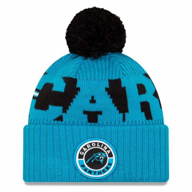 ニューエラ メンズ ニットキャップ "Carolina Panthers" New Era 2020 NFL Sideline Sport Pom Cuffed Knit Hat - Blue/Blackの通販は