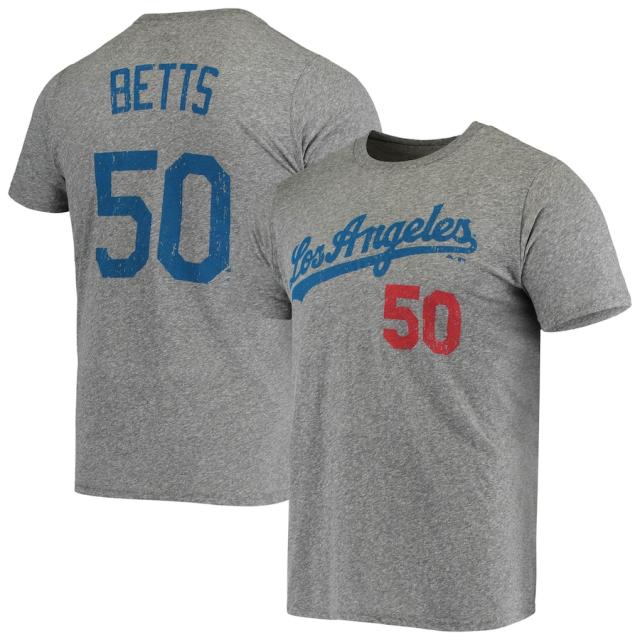 マジェスティック メンズ Tシャツ Mookie Betts "Los Angeles Dodgers" Majestic Threads Name & Number Tri-Blend T-Shirt - Gray