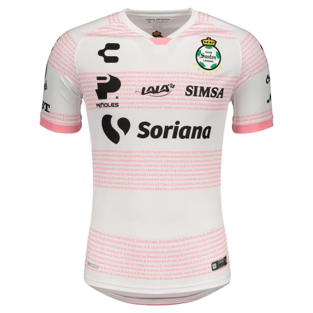 メンズ ジャージ "Santos Laguna" Charly 2020/21 Breast Cancer Awareness Authentic Jersey - White/Pink_1