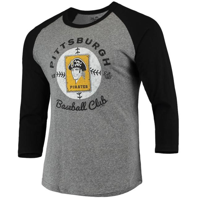 マジェスティック メンズ Tシャツ Willie Stargell "Pittsburgh Pirates" Majestic Name & Number Tri-Blend Raglan 3/4-Sleeve T-Shirt