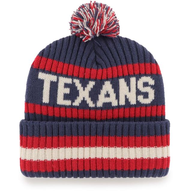 メンズ ニットキャップ "Houston Texans" '47 Bering Cuffed Knit Hat with Pom - Navy_1