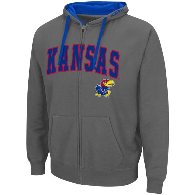 メンズ パーカー "Kansas Jayhawks" Colosseum Arch - Logo 2.0 Full-Zip Hoodie - Charcoal_1