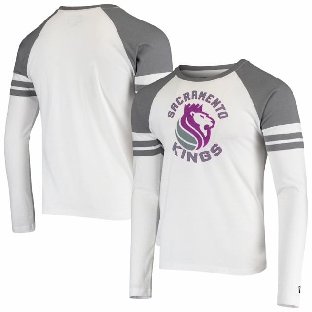 ニューエラ メンズ Tシャツ 長袖 ロンT "Sacramento Kings" New Era Women's Sleeve Stripe Raglan Long Sleeve T-Shirt - White