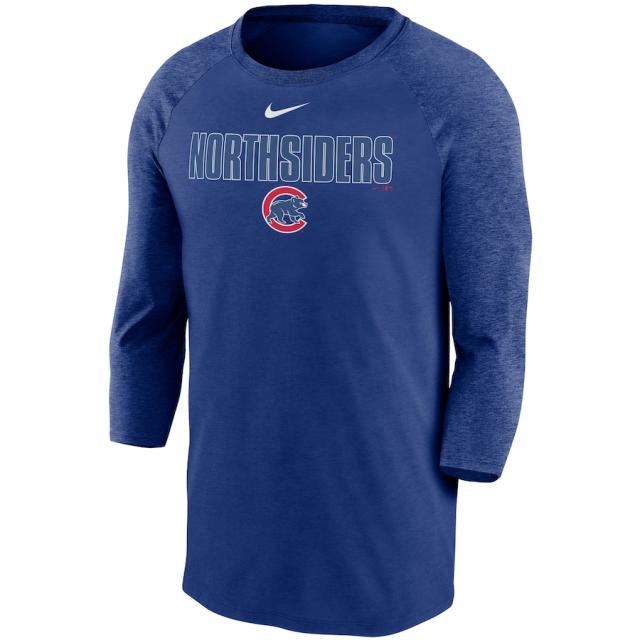 ナイキ メンズ Tシャツ "Chicago Cubs" Nike Local Phrase Tri-Blend 3/4-Sleeve Raglan T-Shirt - 