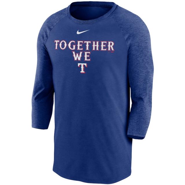 ナイキ メンズ Tシャツ ”Texas Rangers" Nike Local Phrase Tri-Blend 3/4-Sleeve Raglan T-Shirt - 