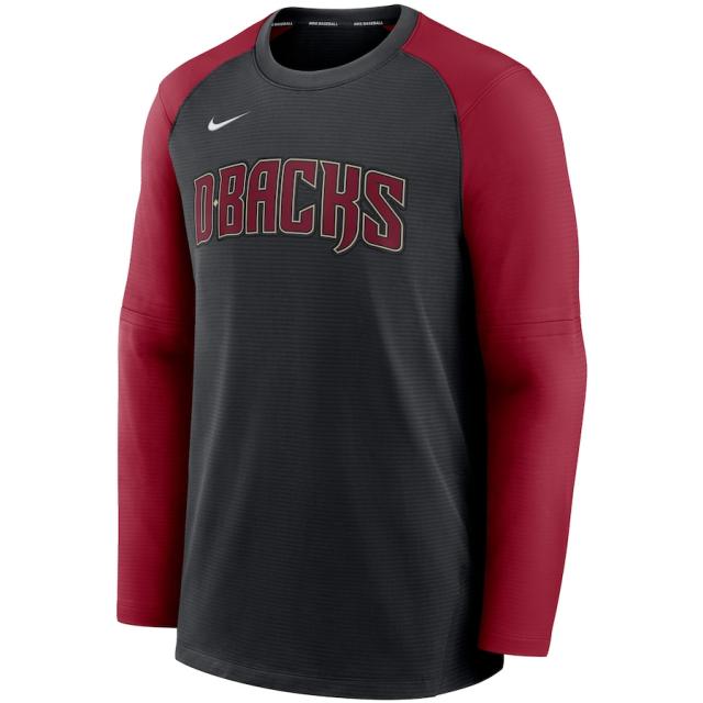 ナイキ メンズ スウェット "Arizona Diamondbacks" Nike Authentic Collection Pregame Performance Raglan Pullover Sweatshirt - Black/Red_1