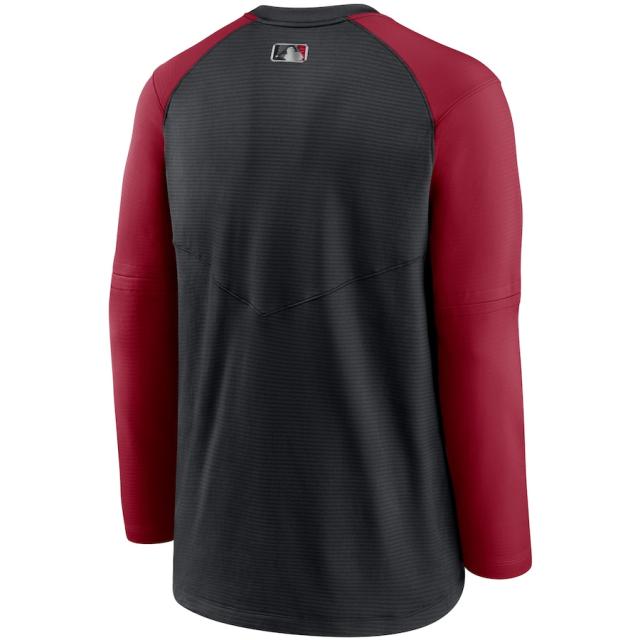 ナイキ メンズ スウェット "Arizona Diamondbacks" Nike Authentic Collection Pregame Performance Raglan Pullover Sweatshirt - Black/Red_2