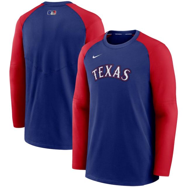 ナイキ メンズ スウェットシャツ ”Texas Rangers" Nike Authentic Collection Pregame Performance Pullover Sweatshirt - Royal/Redの通販は 15,177円