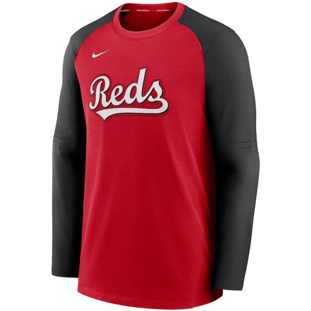 ナイキ メンズ スウェット "Cincinnati Reds" Nike Authentic Collection Pregame Performance Raglan Pullover Sweatshirt - Red/Black_1