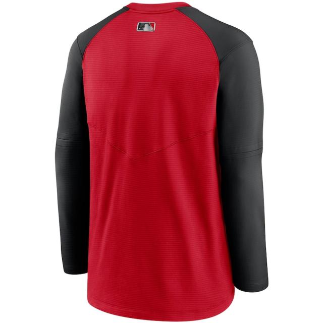 ナイキ メンズ スウェット "Cincinnati Reds" Nike Authentic Collection Pregame Performance Raglan Pullover Sweatshirt - Red/Black_2