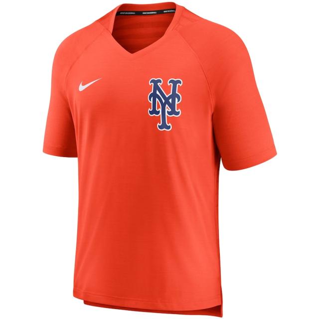 ナイキ メンズ Tシャツ メッツ "New York Mets" Nike Authentic Collection Pregame Performance V-Neck T-Shirt - Orange_1