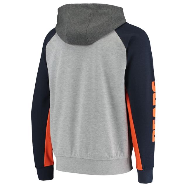 トミーヒルフィガー メンズ パーカー "Chicago Bears" Tommy Hilfiger Color Block Quarter-Zip Pullover Hoodie - Heathered Gray/Navy_2