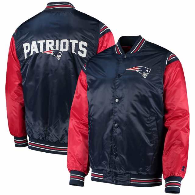 メンズ ジャケット "New England Patriots" Starter Enforcer Satin Varsity Full-Snap Jacket - Navy/Redの通販は