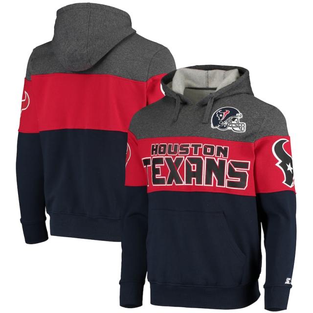 メンズ パーカー "Houston Texans" Starter Extreme Fireballer Pullover Hoodie - Heathered Gray/Navyの通販は