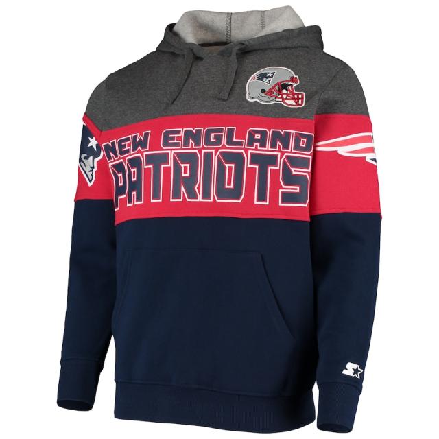 メンズ パーカー "New England Patriots" Starter Extreme Fireballer Pullover Hoodie - Heathered Gray/Red_1