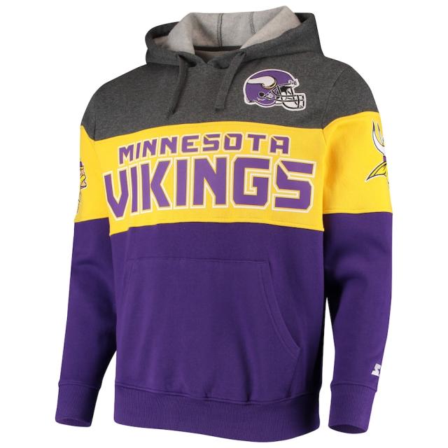 メンズ パーカー "Minnesota Vikings" Starter Extreme Fireballer Pullover Hoodie - Heathered Gray/Gold_1