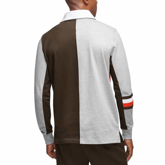 トミーヒルフィガー メンズ ポロシャツ "Cleveland Browns" Tommy Hilfiger Rugby Long Sleeve Polo - Gray/Brownの通販は