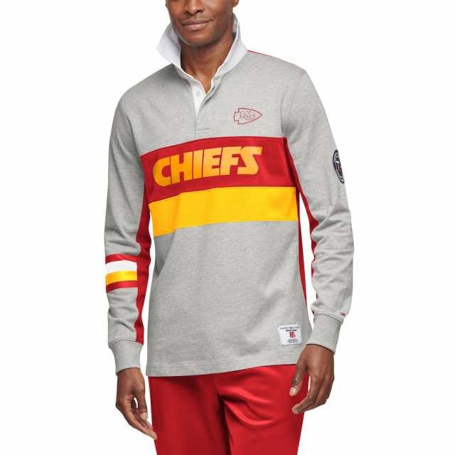 トミーヒルフィガー メンズ ポロシャツ "Kansas City Chiefs" Tommy Hilfiger Rugby Long Sleeve Polo - Gray/Redの通販は