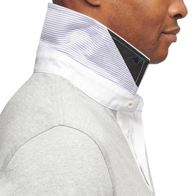 トミーヒルフィガー メンズ ポロシャツ "Carolina Panthers" Tommy Hilfiger Rugby Long Sleeve Polo - Gray/Blackの通販は