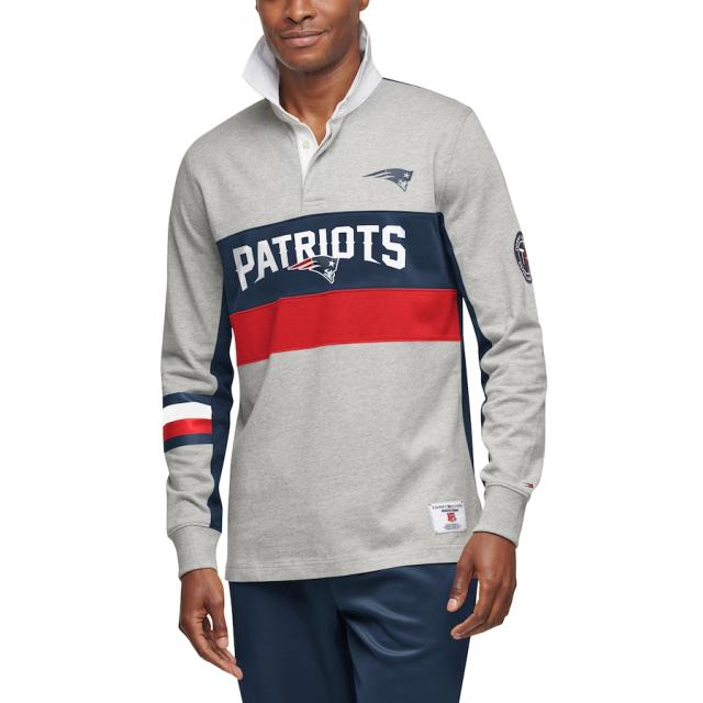 トミーヒルフィガー メンズ ポロシャツ "New England Patriots" Tommy Hilfiger Rugby Long Sleeve Polo - Gray/Navyの通販は