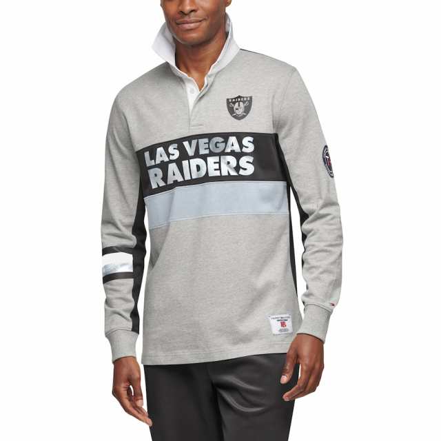 トミーヒルフィガー メンズ ポロシャツ "Las Vegas Raiders" Tommy Hilfiger Rugby Long Sleeve Polo - Gray/Blackの通販は