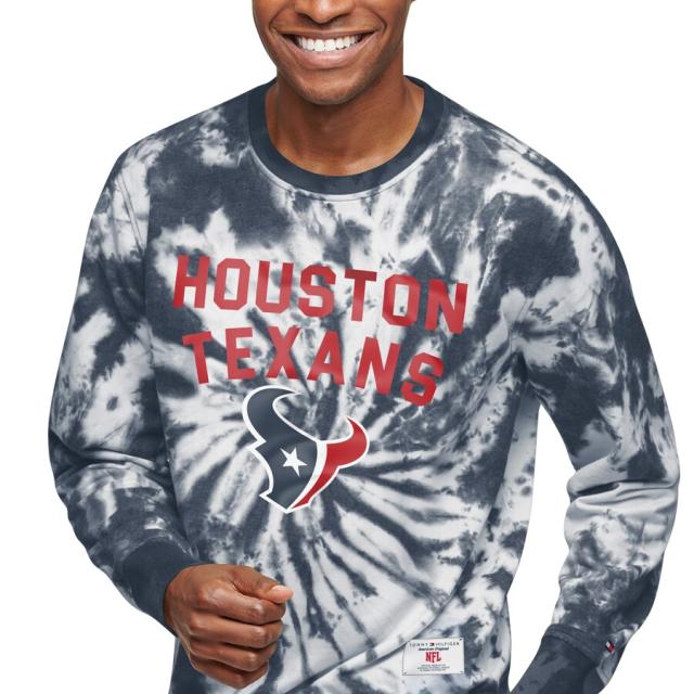 トミーヒルフィガー メンズ スウェットシャツ "Houston Texans" Tommy Hilfiger Tie Dye French Terry Pullover Sweatshirt - Navy_2