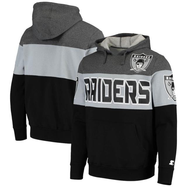 メンズ パーカー "Las Vegas Raiders" Starter Extreme Fireballer Throwback Pullover Hoodie - Gray/Silver
