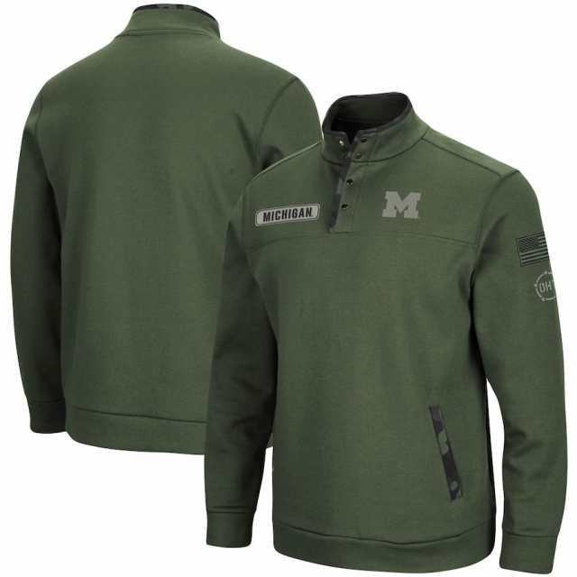 メンズ ジャケット "Michigan Wolverines" Colosseum OHT Military Appreciation Digit Quarter-Snap Jacket - Oliveの通販は