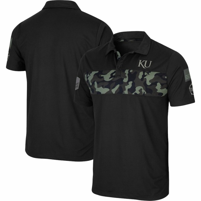 メンズ ポロシャツ "Kansas Jayhawks" Colosseum OHT Military Appreciation Helo Polo - Blackの通販は