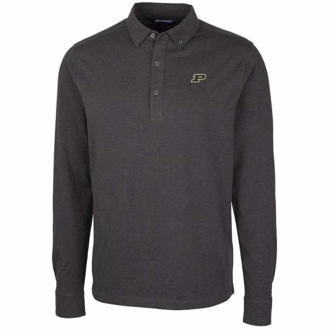 メンズ ポロシャツ "Purdue Boilermakers" Cutter - Buck Advantage Long Sleeve Polo - Heather Blackの通販は