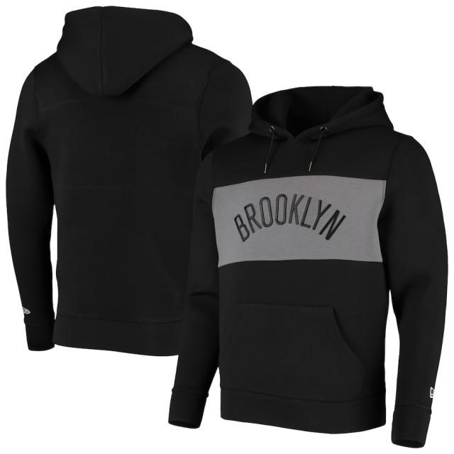 ニューエラ メンズ パーカー "Brooklyn Nets" New Era Neoprene Colorbock Tri-Blend Pullover Hoodie - Blackの通販は