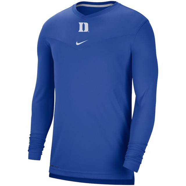 ナイキ メンズ Tシャツ 長袖 ロンT Duke Blue Devils Nike 2021 Sideline Football Coaches UV Performance Long Sleeve V-Neck T-Shirt - Royal_1