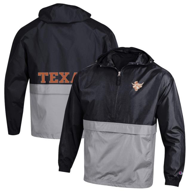 メンズ パーカー "Texas Longhorns" Champion Throwback Logo Color Blocked Packable Half-Zip Pullover Hoodie - Blackの通販は 11,559円