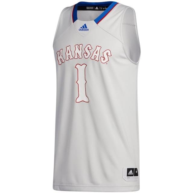 アディダス メンズ ジャージ #1 "Kansas Jayhawks" adidas Swingman Jersey - Gray_1