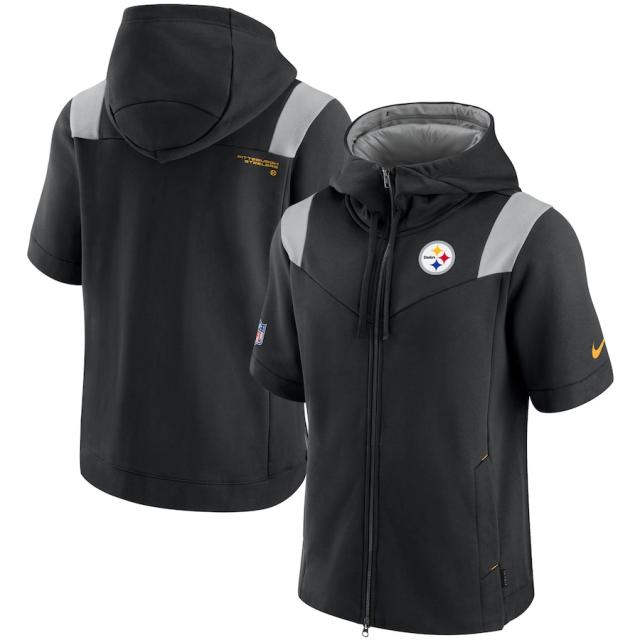 ナイキ メンズ パーカー "Pittsburgh Steelers" Nike Sideline Showout Short Sleeve Full-Zip Hoodie - Blackの通販は 21,463円