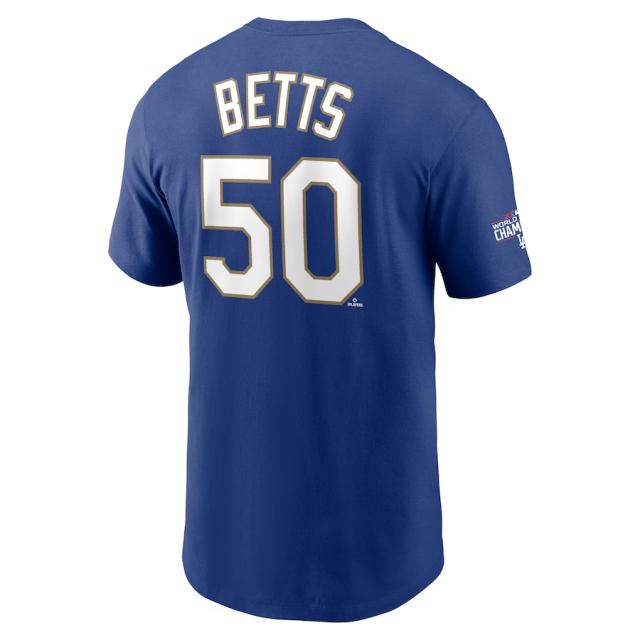 ナイキ メンズ Tシャツ Mookie Betts ”Los Angeles Dodgers" Nike 2021 Gold Program Name & Number T-Shirt - Royal_2