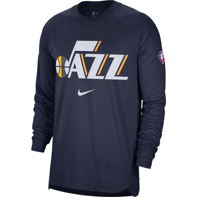 ナイキ メンズ Tシャツ 長袖 ロンT "Utah Jazz" Nike 75th Anniversary Pregame Shooting Performance Raglan Long Sleeve T-Shirt - Navy_1