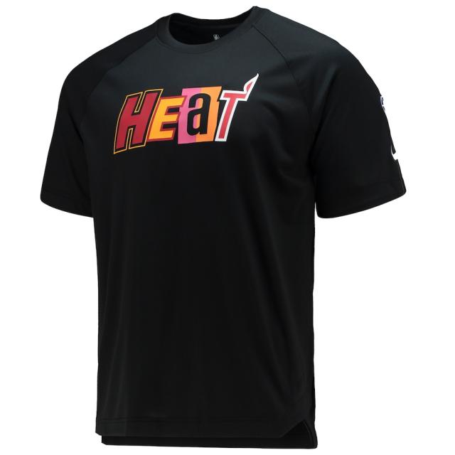 ナイキ メンズ Tシャツ シューティングシャツ ”Miami Heat" Nike 2021/22 City Edition Pregame Warmup Shooting Raglan Performance T-Shirt - Black_1