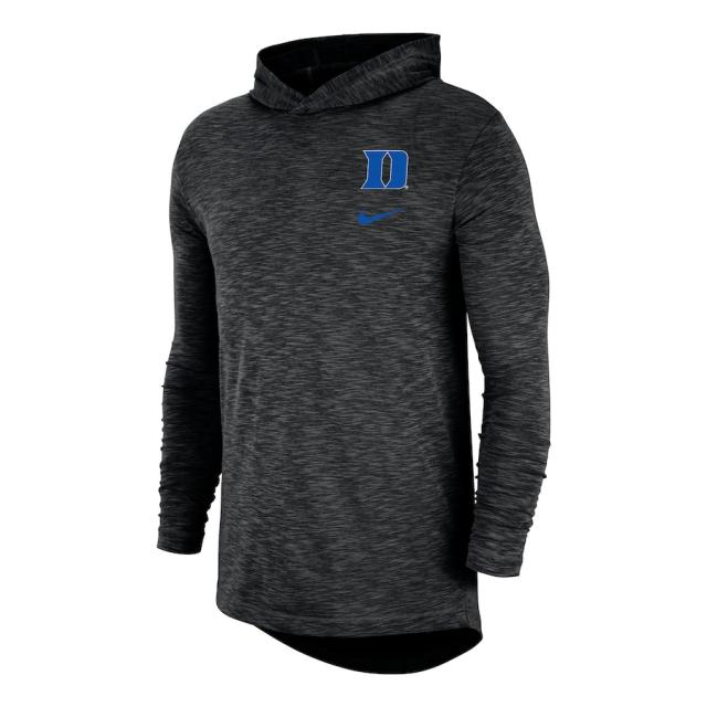 ナイキ メンズ Tシャツ 長袖 ロンT Duke Blue Devils Nike Slub Space-Dye Performance Long Sleeve Hoodie T-Shirt - Black_1