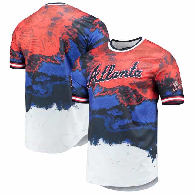 プロスタンダード メンズ Tシャツ Atlanta Braves Red, White And Blue Dip Dye T-Shirt - Red/Royalの通販は