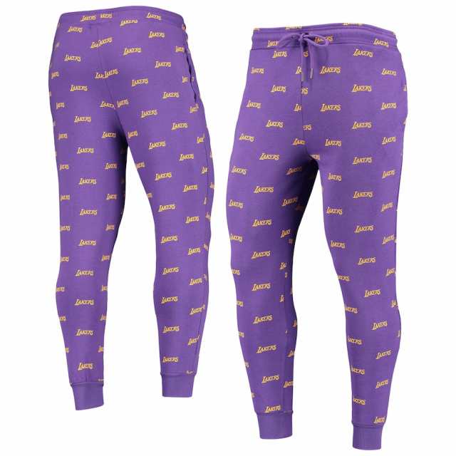 ワイルドコレクティブ メンズ スウェットパンツ ジョガーパンツ Los Angeles Lakers The Wild Collective Allover Logo Jogger Pants - P