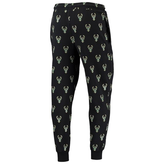 ワイルドコレクティブ メンズ スウェットパンツ ジョガーパンツ Milwaukee Bucks The Wild Collective Allover Logo Jogger Pants - Black_2