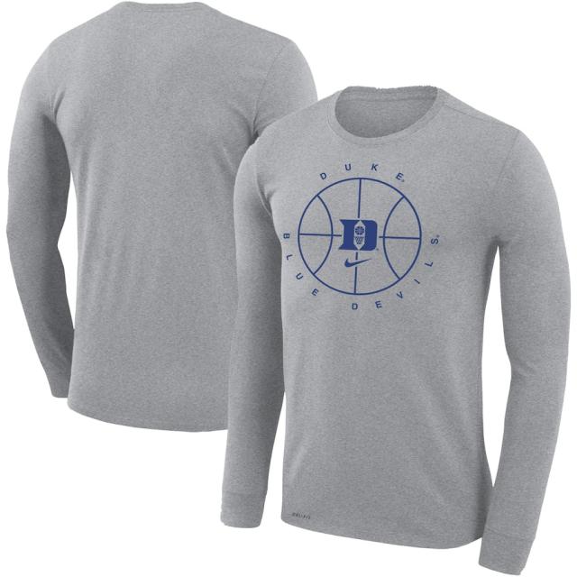 ナイキ メンズ Tシャツ 長袖 ロンT Duke Blue Devils Nike Basketball Icon Legend Performance Long Sleeve T-Shirt - Heathered Gray