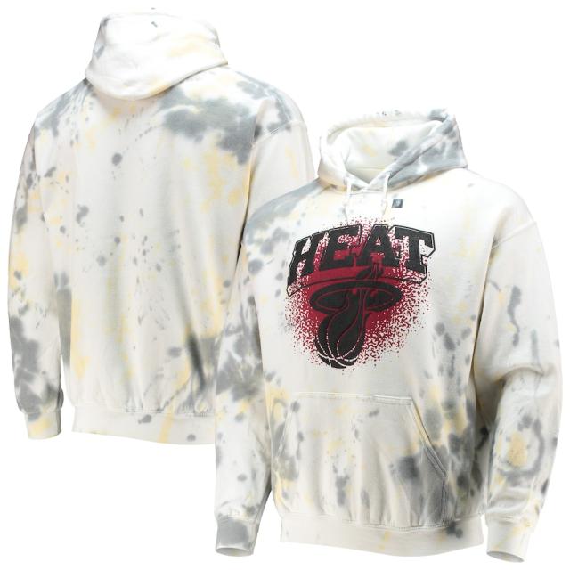 ジャンクフード メンズ パーカー Miami Heat Junk Food Tie-Dye Pullover Hoodie - Cream