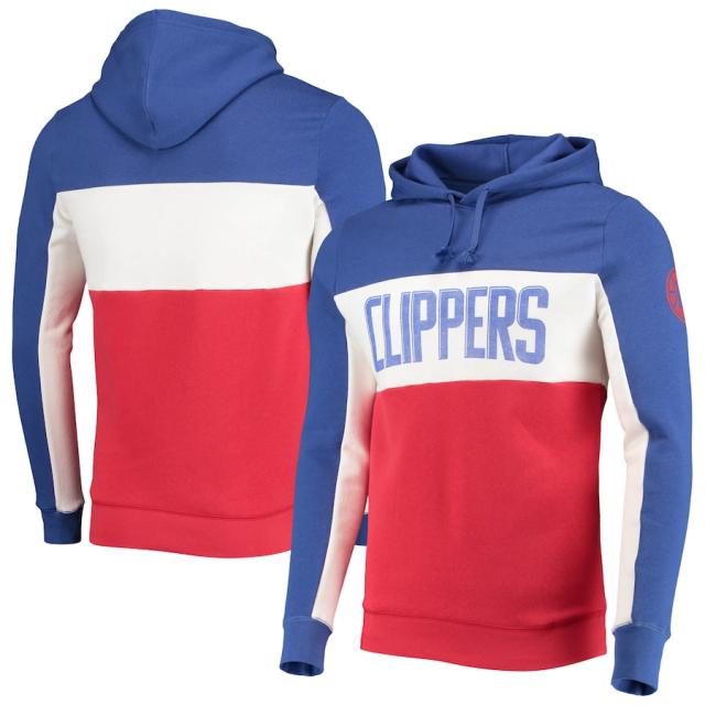 ジャンクフード メンズ パーカー LA Clippers Junk Food Wordmark Colorblock Fleece Pullover Hoodie - /White