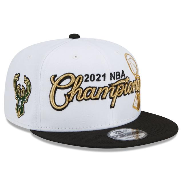 ニューエラ メンズ キャップ バックス Milwaukee Bucks New Era 2021 NBA Finals Champions Ring Ceremony 9FIFTY Snapback Adjustable Hat - White/Blackの通販は