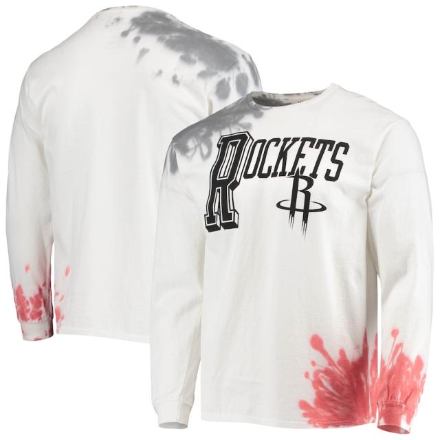 ジャンクフード メンズ Tシャツ 長袖 ロンT Houston Rockets Junk Food Tie-Dye Long Sleeve T-Shirt - White
