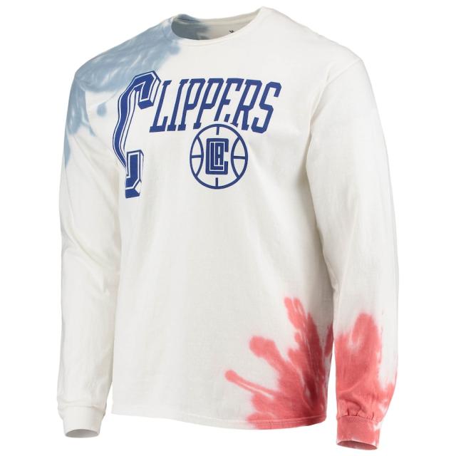 ジャンクフード メンズ Tシャツ 長袖 ロンT LA Clippers Junk Food Tie-Dye Long Sleeve T-Shirt - White ジャンクフード メンズ Tシャツ 長袖 ロンT LA Clippers Junk Food Tie